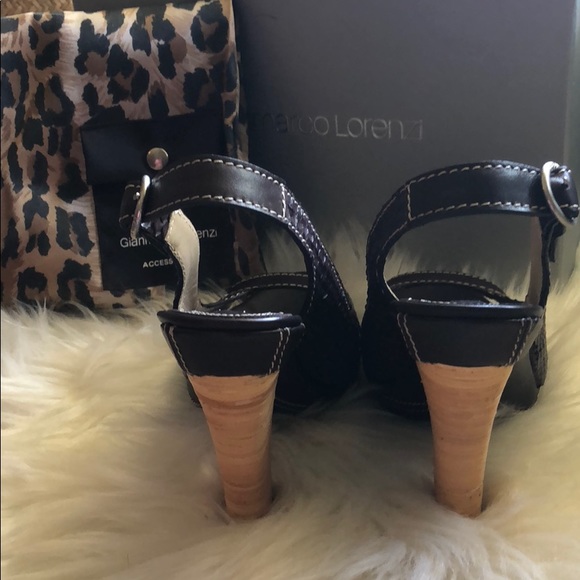 Gianmarco Lorenzi Python Peep Toe Brown Heel - Picture 4 of 6